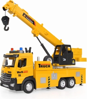 haomsj Metal Crane Construction Vehicles Toys Truck Toy for Boys Age 4-7，Christmas and Birthday Gifts Truck Toy for Kids 3-5 Years Old