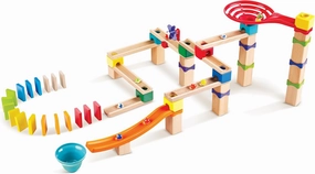 Hape Marble Run Race Track | Wooden DIY Marble Run Set with Dominoes, STEAM Educational Learning Toy, 81 Pieces, for Kids 3 Years 