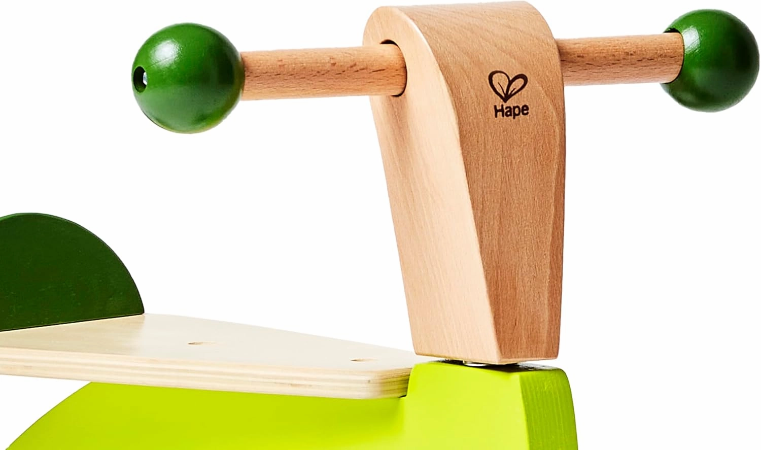 Hape Scoot Around Ride On Wood Bike | Award Winning Four Wheeled Wooden Push Balance Bike Toy for Toddlers with Rubberized Wheels, Bright Green