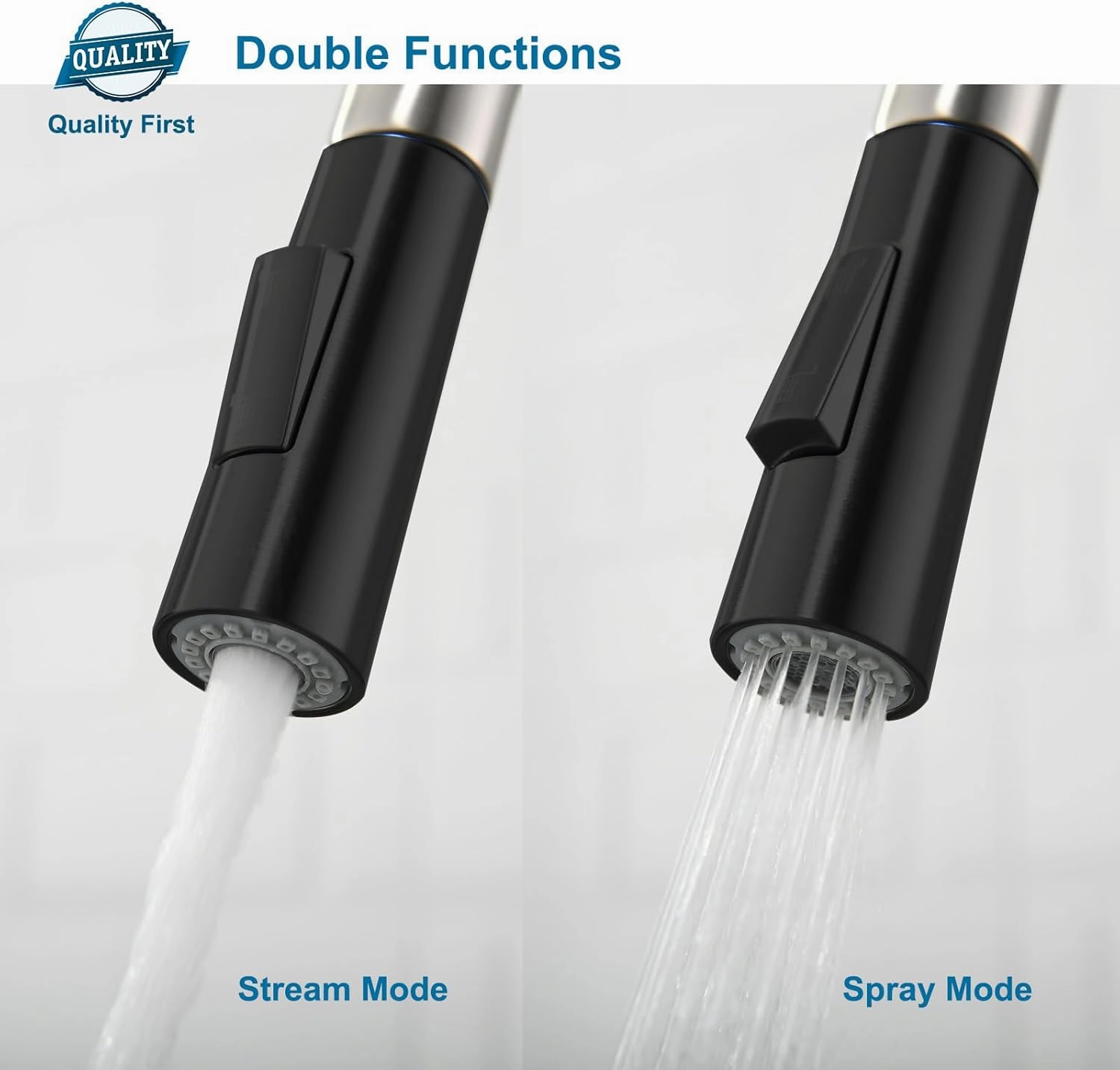 Havin Brushed and Black Pull Down Kitchen Faucet with ABS Sprayer,High Arc Stainless Steel Material,with cUPC Ceramic Cartridge,Without Deck Plate,Fit for One Hole Kitchen Sink and Laundry Sink