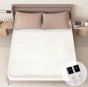 Heated Mattress Pad Queen Size-Dual Controllers Electric Mattress Pad with Deep Pocket,6 Heat Settings & 1-10 Auto Shut Off Electric Bed Warmer,ETL Certified,Machine Washable,(White)
