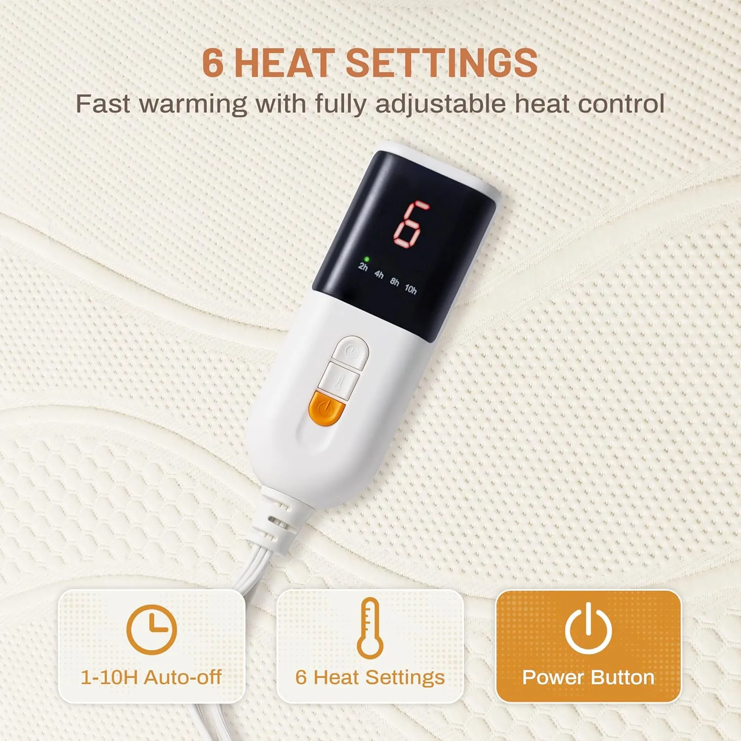 Heated Mattress Pad Queen Size-Dual Controllers Electric Mattress Pad with Deep Pocket,6 Heat Settings & 1-10 Auto Shut Off Electric Bed Warmer,ETL Certified,Machine Washable,(White)