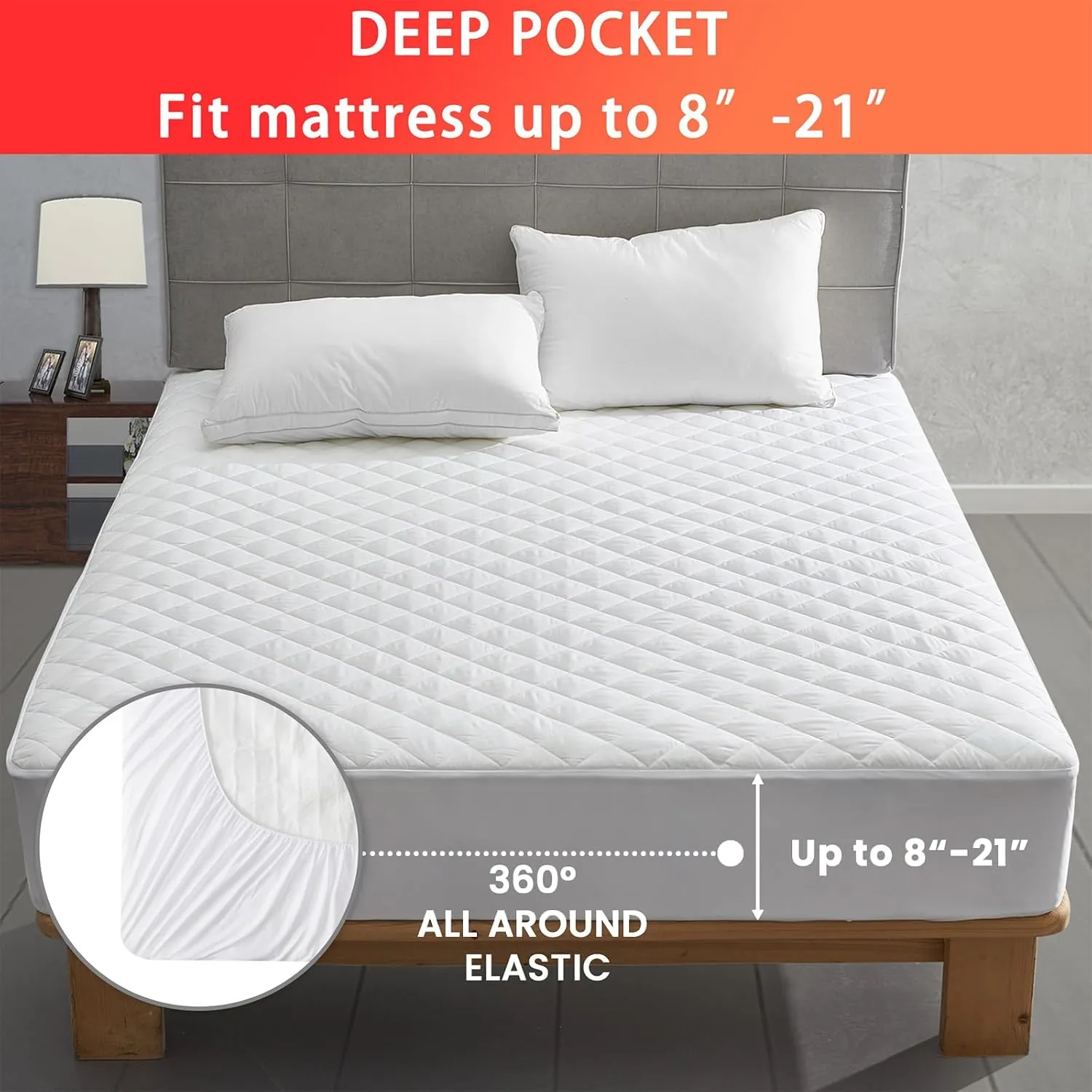 Heated Mattress Pad Queen Size, Electric Mattress Pad Cover w/Dual Control 8 Heating Settings, Bed Warmer w/ 4 Auto Shut Off Settings, UL Certified, Deep Pocket, Machine Washable, White