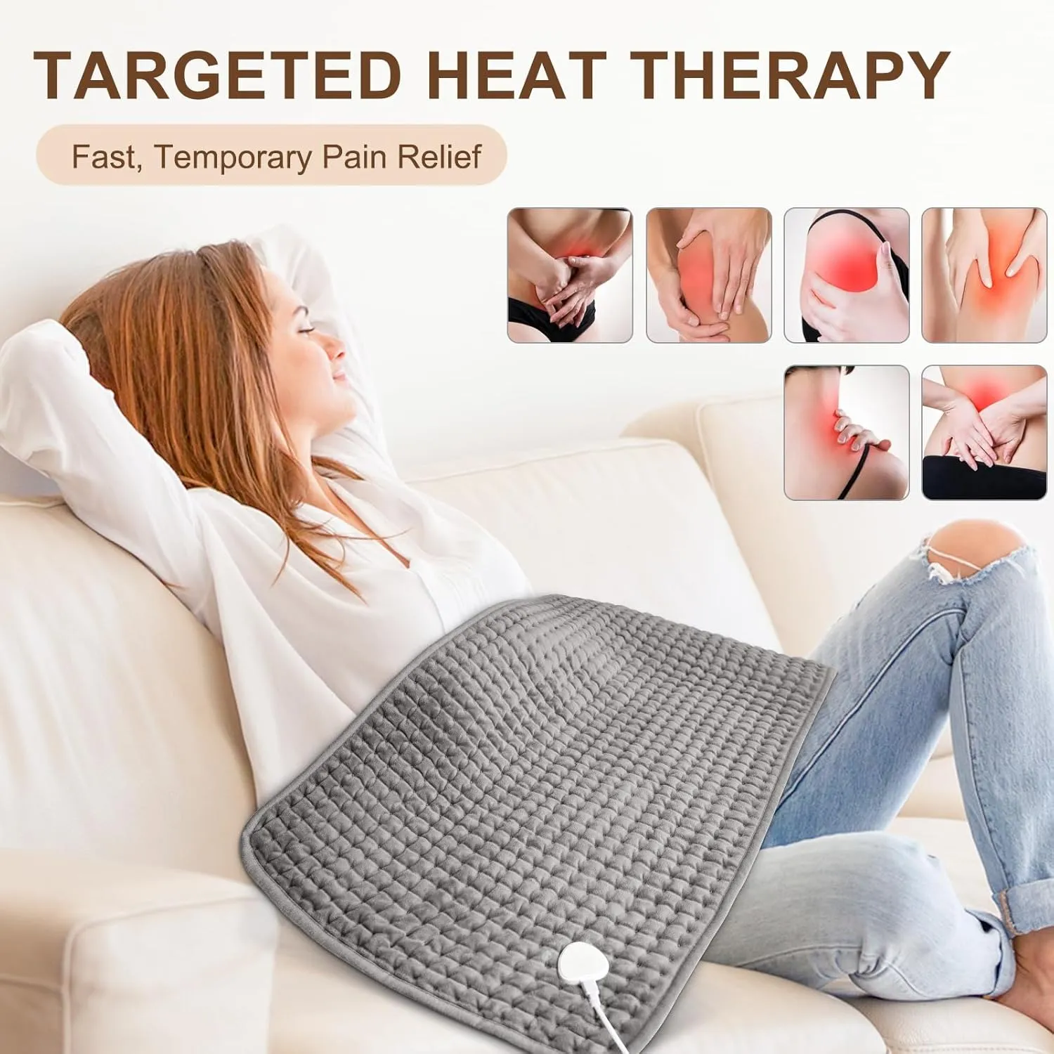 Heating Pad for Back Pain Relief & Cramps 17"x33" Large, Moist Dry Heat Options, XL Electric Heating Pads, 9 Heat Settings, Machine Washable, Auto-Off, Gifts for Women, Mom, Men