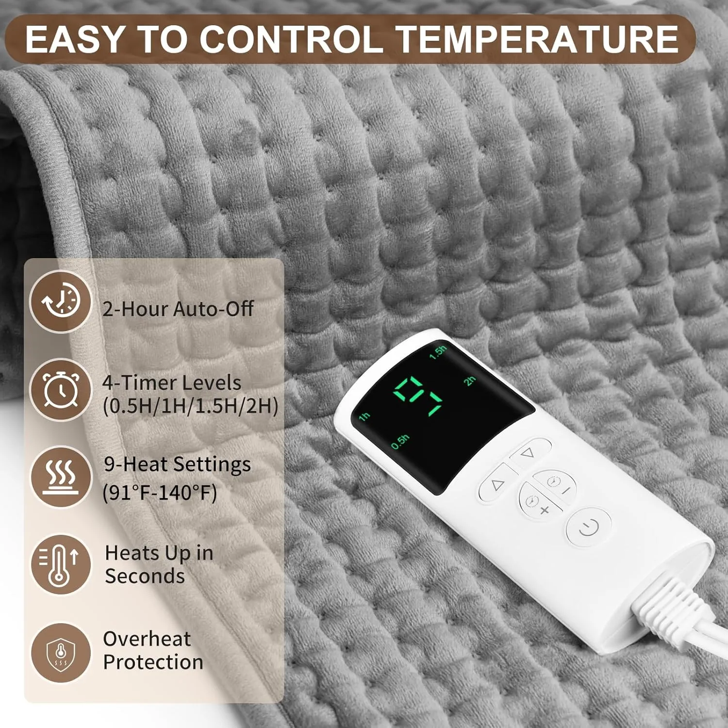 Heating Pad for Back Pain Relief & Cramps 17"x33" Large, Moist Dry Heat Options, XL Electric Heating Pads, 9 Heat Settings, Machine Washable, Auto-Off, Gifts for Women, Mom, Men
