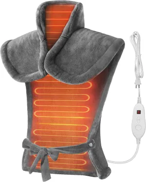Heating Pad for Back Pain Relief, Snailax Electric Large Heating Pad for Neck and Shoulders,Cramps, Neck Warmer Weighted Wearable Back Heated Wrap, 6 Heat Settings & Auto Shut Off, Washable,Gifts