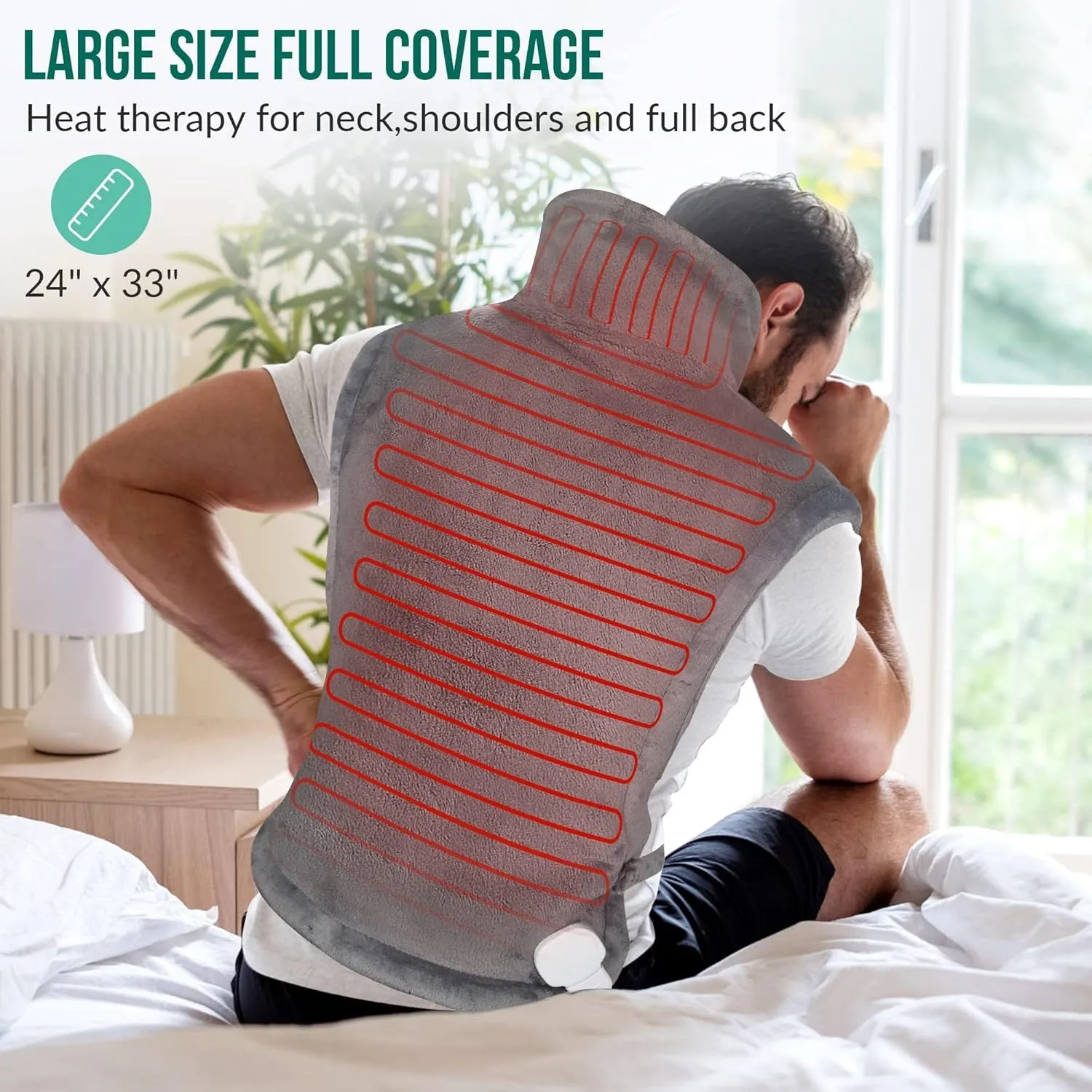 Heating Pad for Back Pain Relief, Snailax Electric Large Heating Pad for Neck and Shoulders,Cramps, Neck Warmer Weighted Wearable Back Heated Wrap, 6 Heat Settings & Auto Shut Off, Washable,Gifts