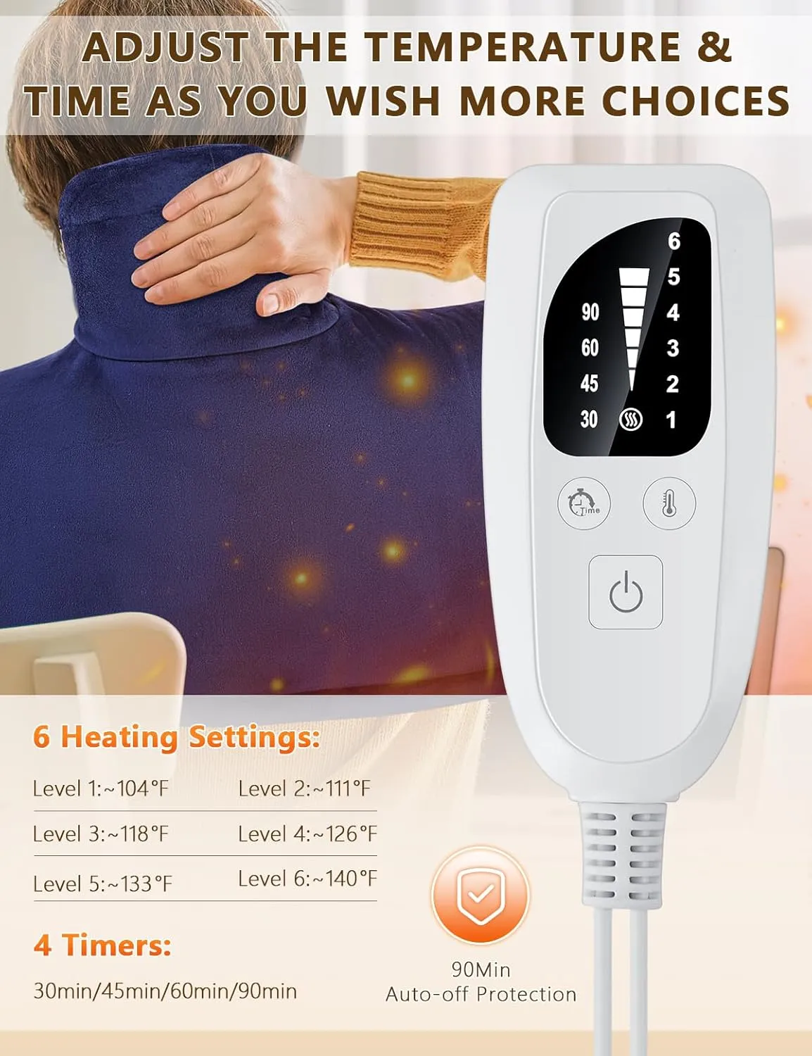 Heating Pad for Neck and Shoulder, Gifts for Women Men Mom Dad, Electric Heat Pads for Back/Knee/Leg, Large Weighted Heating Pad, Machine Washable, Fast-Heating, Auto-Off, 19.7"x22.4"