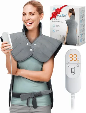 Heating Pad for Neck and Shoulders and Back Pain Relief, Father's Day Gifts for Dad, Birthday Gifts for Women Men Mom, FSA HSA Eligible, Heat Pad for Back 6 Heat Settings 2h Auto-Off, 22"x37" Grey