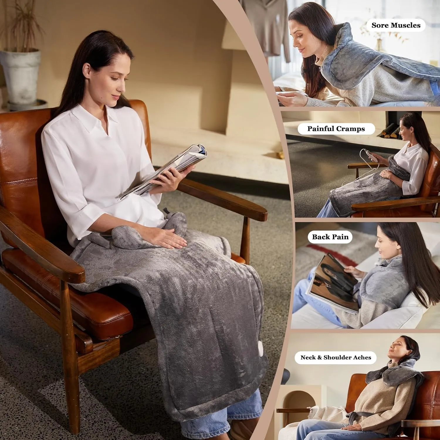 Heating Pad for Neck Shoulder and Back, Mothers Day Gifts for Mom, Deeper Pain Relief and Fast Heating Weighted Heat Wrap, FSA HSA Eligible, Birthday Gifts for Mom Men Dad Wife, ETL Certified, Gray
