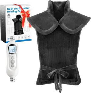 Heating Pad for Neck Shoulder and Back, Mothers Day Gifts for Mom, Deeper Pain Relief and Fast Heating Weighted Heat Wrap, FSA HSA Eligible, Birthday Gifts for Mom Men Dad Wife, ETL Certified, Gray