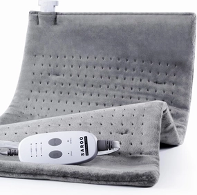 Heating Pad for Back Pain Relief,Massaging Weighted Heating Pads for Neck, Shoulder,Cramp,Portable Heated Pad with 3 Heat Settings & 6 Massage,18 Relaxing Combinations,Auto Off,12"*24",Light Grey