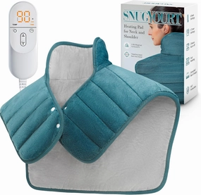 Heating Pad for Neck and Shoulders and Back, Mothers Day Anniversary Birthday Gifts for Mom Women Her, 24 x 23 XL Large Heat Wrap for Pain Relief, 2.2lb Weighted, 6 Heat Settings, 4 Timers, Blue