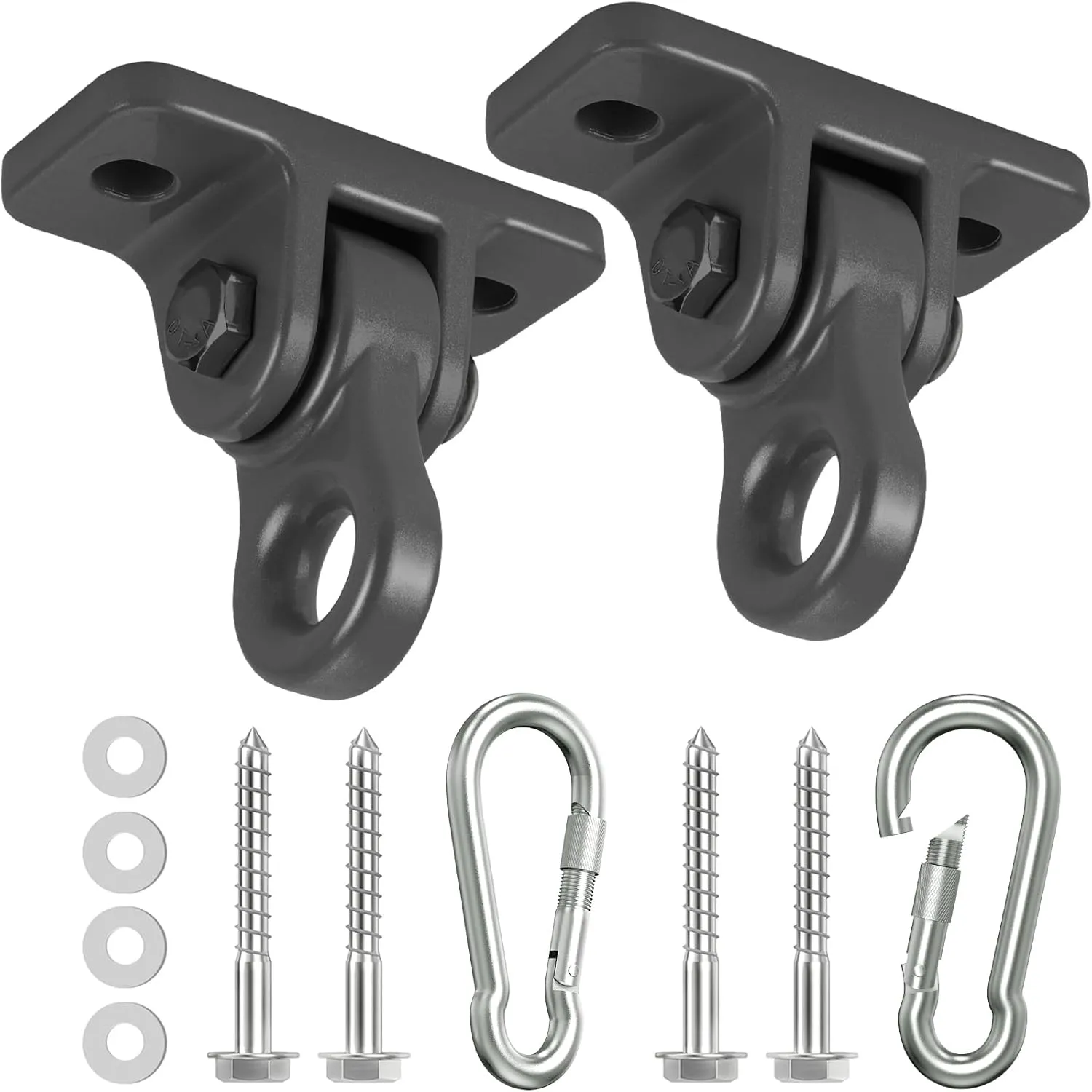 Heavy Duty Porch Swing Hangers Kit, with Screws Bolts for Wooden Sets Playground Porch Patio Yoga Seat Indoor Outdoor Hanging Snap Hooks (2 Pack Black)