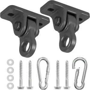 Heavy Duty Porch Swing Hangers Kit, with Screws Bolts for Wooden Sets Playground Porch Patio Yoga Seat Indoor Outdoor Hanging Snap Hooks (2 Pack Black)