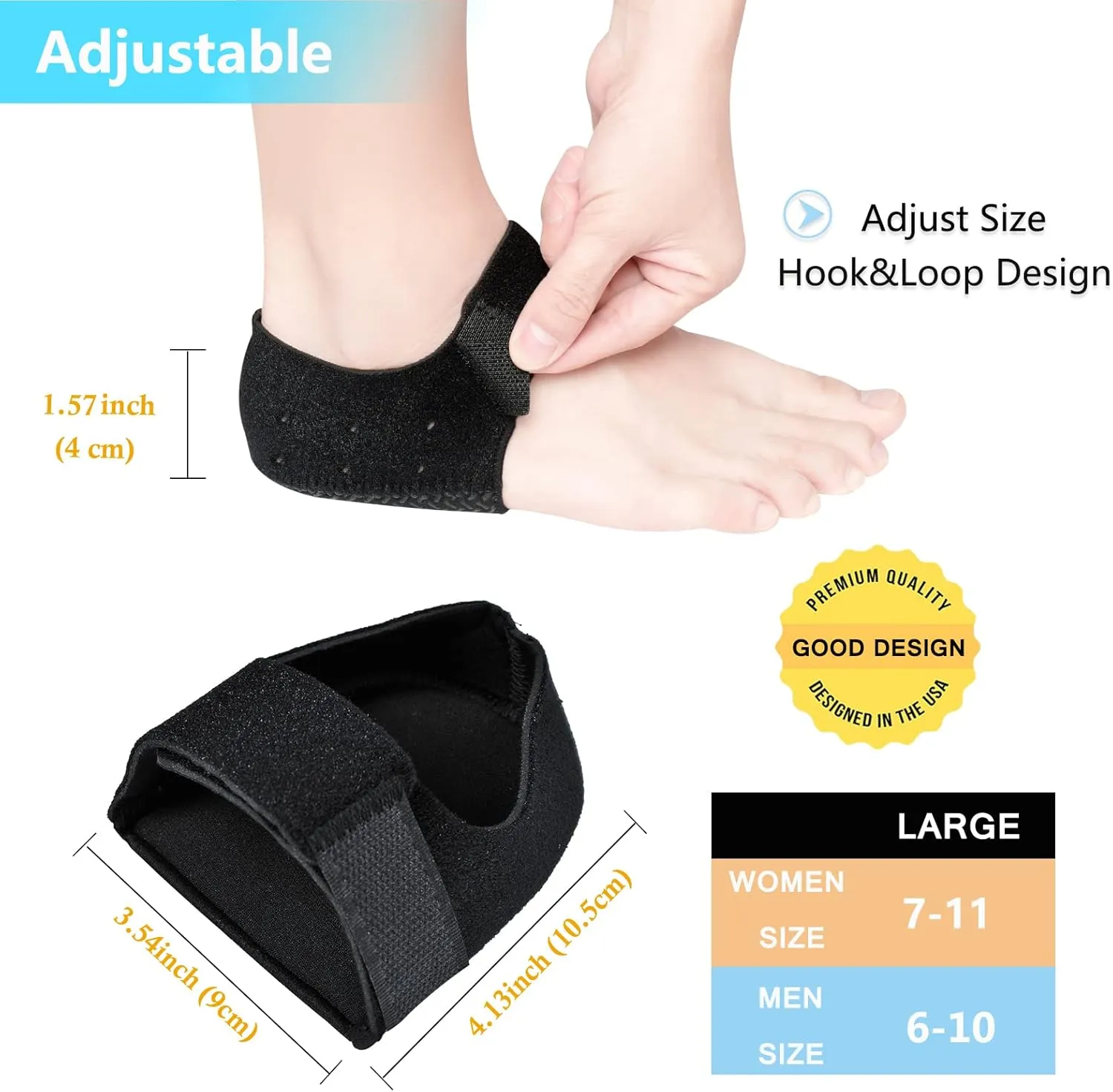 Heel Cups for Heel Pain, 2 Pack Heel Pad & Protectors, Anti-Slip & Breathable, Gel Heel Support Cushion for Plantar Fasciitis Relief, Heel Spur, Achilles Tendinitis, for Men & Women