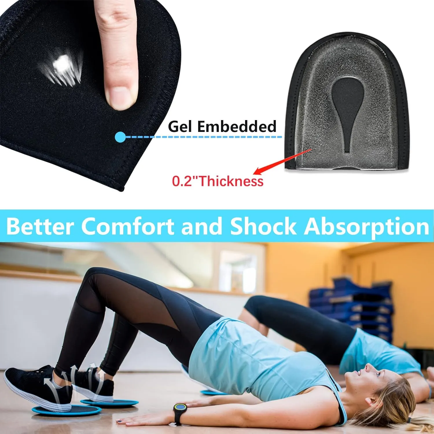 Heel Cups for Heel Pain, 2 Pack Heel Pad & Protectors, Anti-Slip & Breathable, Gel Heel Support Cushion for Plantar Fasciitis Relief, Heel Spur, Achilles Tendinitis, for Men & Women