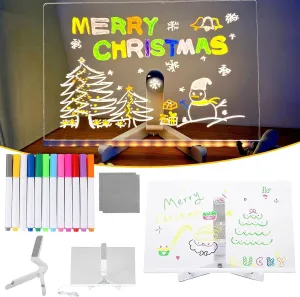Helloluno Magicboard, Led Drawing Board, with 12 Color Pens/3 Specification/Adjustable Stand, Kids Neon Drawing Pad - Soft Eye Protection Light (7.9 X 7.9 Inch)