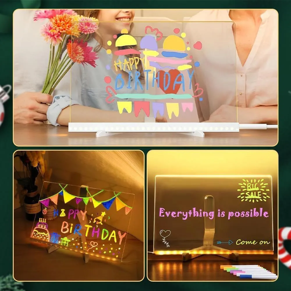 Helloluno Magicboard, Led Drawing Board, with 12 Color Pens/3 Specification/Adjustable Stand, Kids Neon Drawing Pad - Soft Eye Protection Light (7.9 X 7.9 Inch)