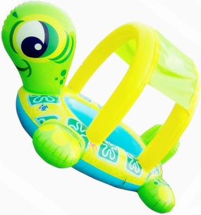 HEMOTON Turtle Shape Swim Ring Inflatable Boat Sun Canopy Water Toy for Boys and Girls Under 3 Years