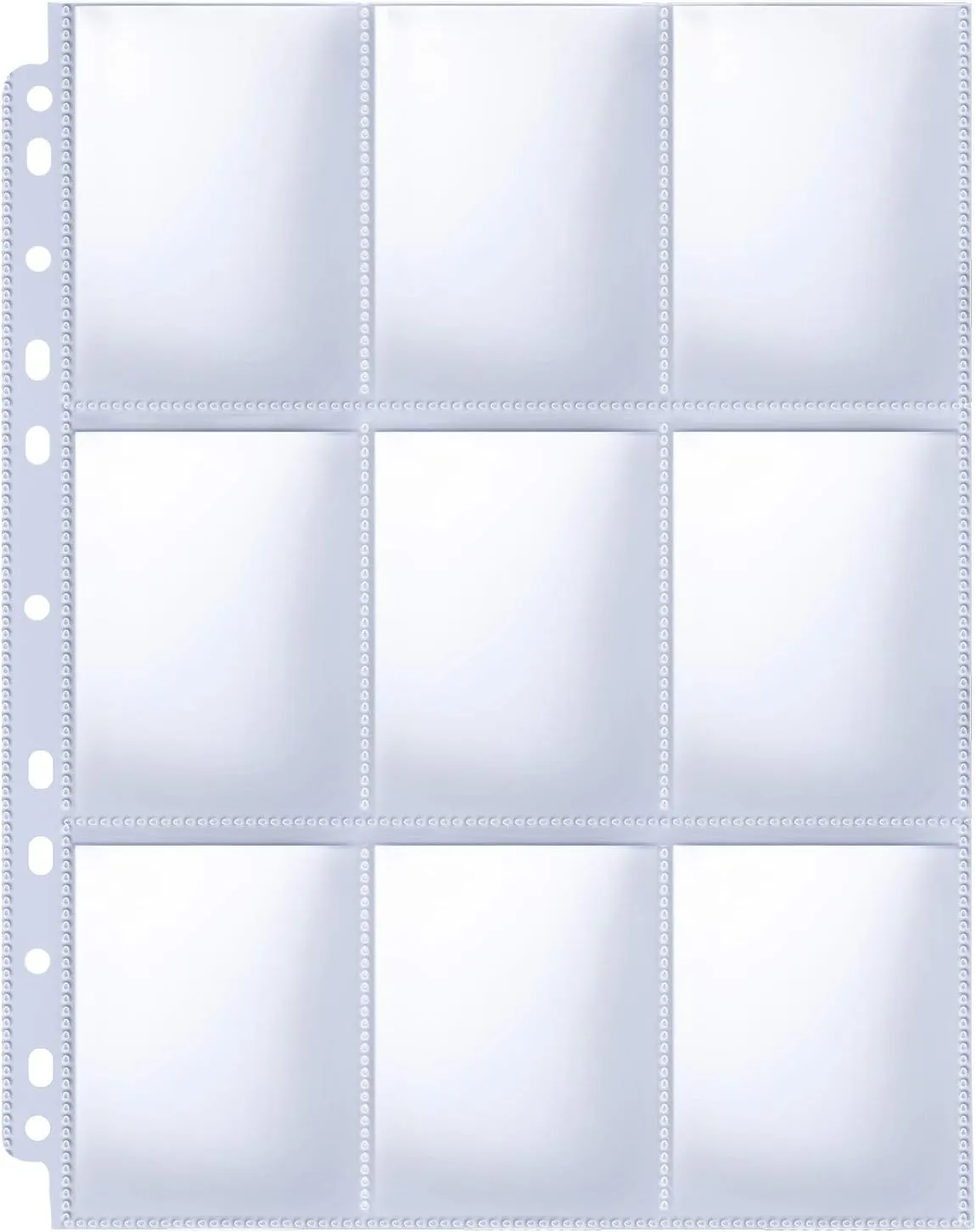 HERKKA Trading Card Sleeve Pages, 100 Pack 9 Pocket Album Pages 11 Holes Fit 3 Ring Binder
