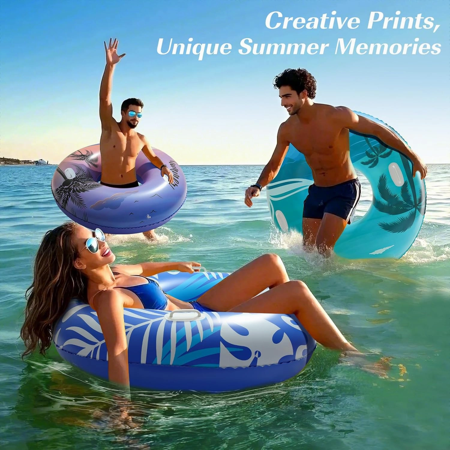 HeySplash Pool Tubes for Adult, Tube Rafts Large Floats with Handles, 42 Inch Inflatable Cute Swimming Ring Lounge for Pool Beach River Lake, Swim Floaties Party Decoration Toys