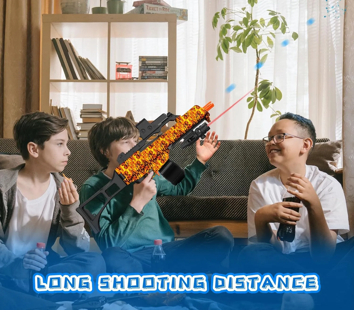 High Speed Automatic Splatter Ball Blaster with 40000  and Goggles, JIFTOK Rechargeable Splatter Ball Toys for Outdoor Activities Shooting Game Party Favors-Fire