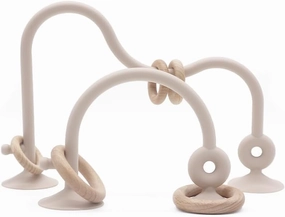 High Chair Toys with Suction Cups for Infant Toddlers Silicone Suction Cup Montessori Educational Teething Toys for Babies Ages 0-6 M  Baby Teething Toys for 6 to 12 Months(Beige)
