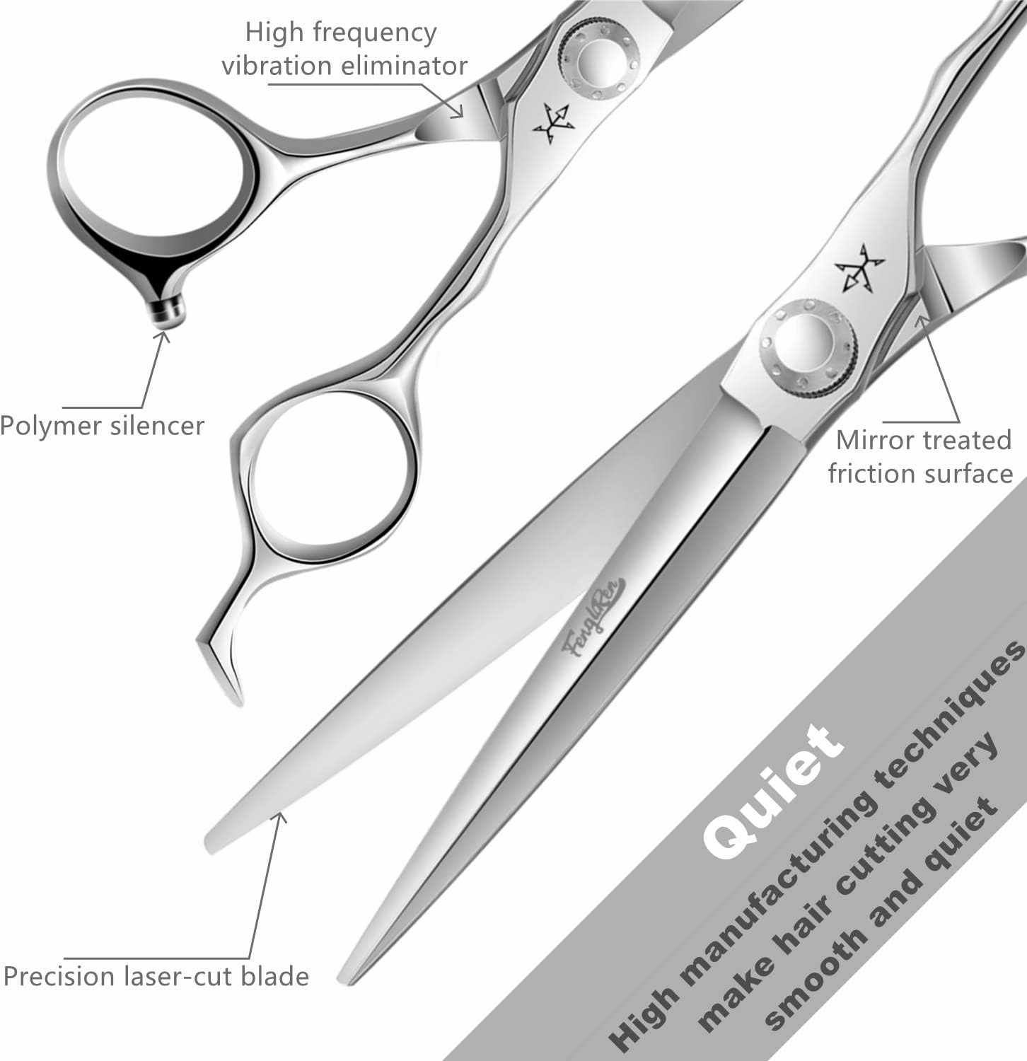 High-end Professional Extremely Very Sharp Barber Hair Cutting Scissors Hairdresser Shears For Hair 6.5 Inch Haircut Scissor Made Of Stainless Steel Alloy For Hairdressing Salon and Home Use