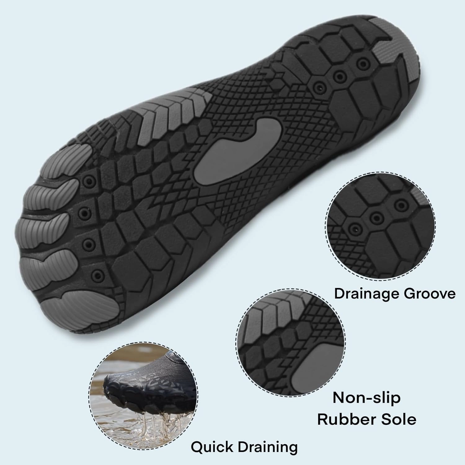 Hike Barefoot Water Shoes for Women Men, Barefoot Shoes with Wide Toe Box, Non-Slip & Quick Dry Breathable Aqua Socks for Beach Pool Aqua Swim Surf Hiking Walking Shoes