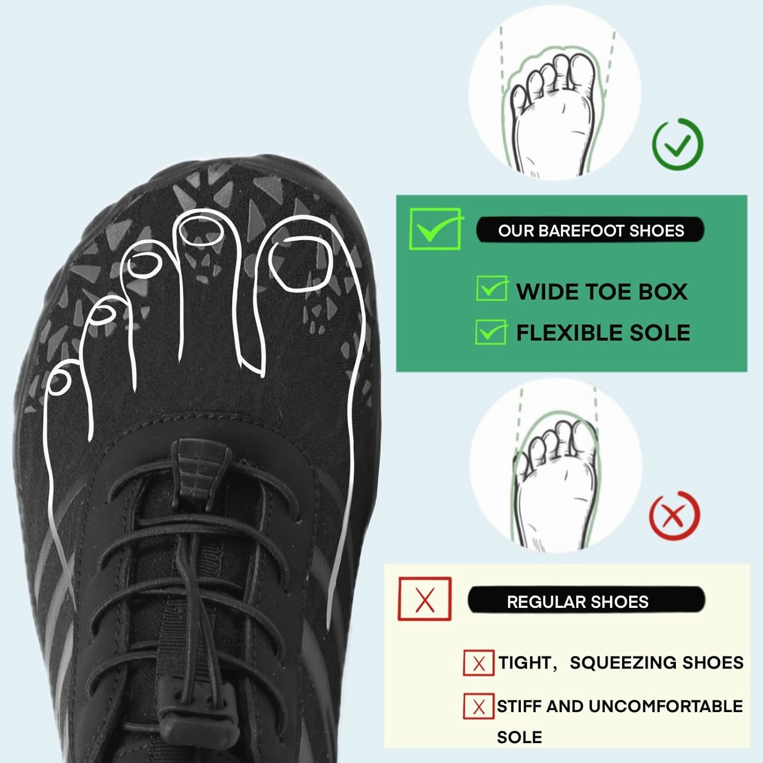 Hike Barefoot Water Shoes for Women Men, Barefoot Shoes with Wide Toe Box, Non-Slip & Quick Dry Breathable Aqua Socks for Beach Pool Aqua Swim Surf Hiking Walking Shoes