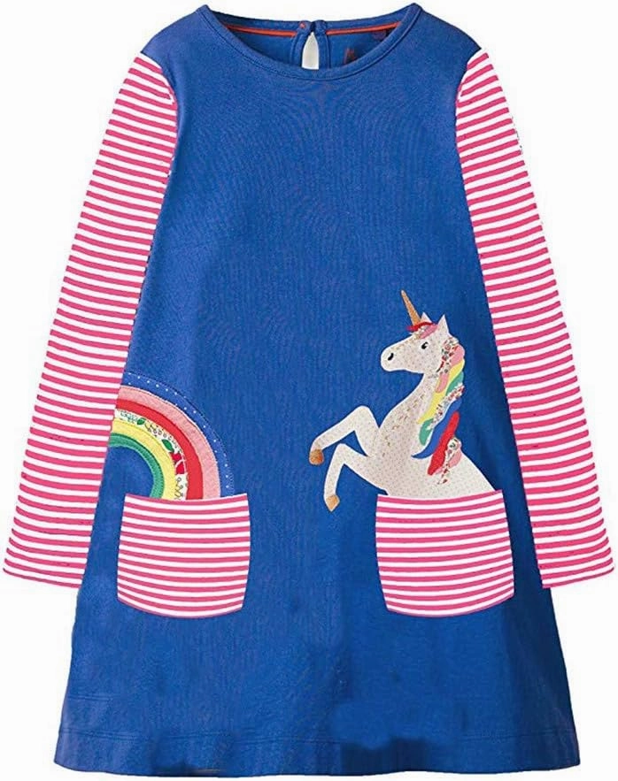 HILEELANG Toddler Girl Christmas Dress Long Sleeve Fall Winter Cotton Casual BasicTunic Shirt Dresses