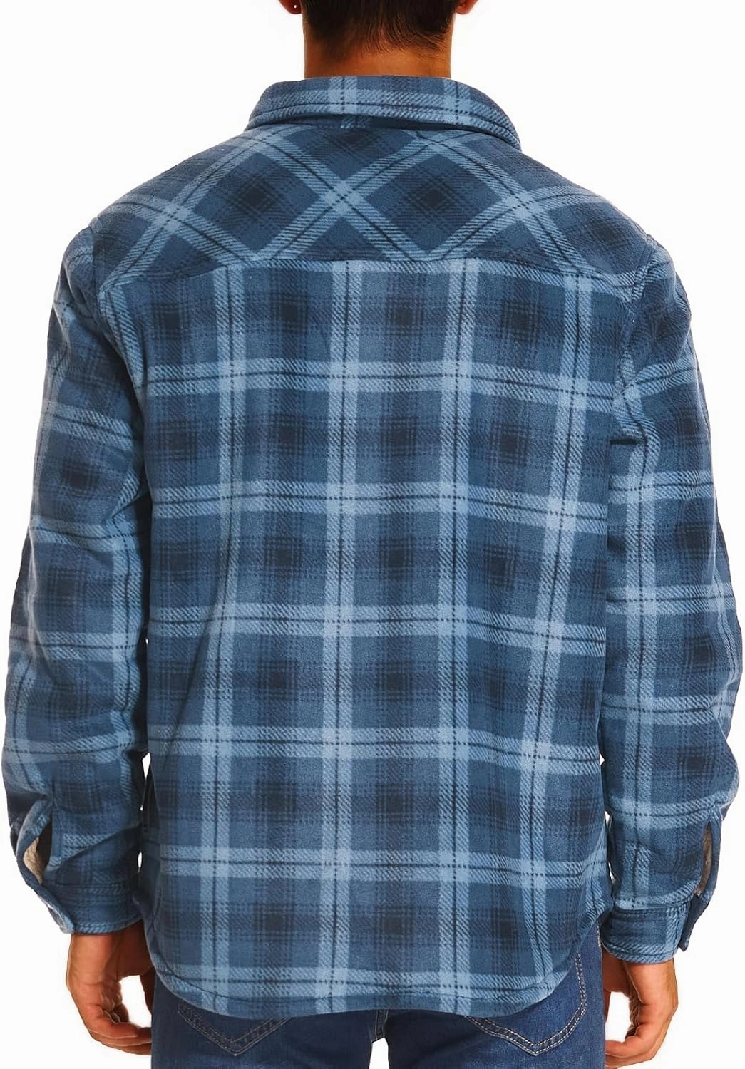 HODOSPORTS Plaid Heavyweight Mens Flannel Jacket Sherpa Lined Thick Fleece Flannel Shirts Long Sleeve Bottom Down