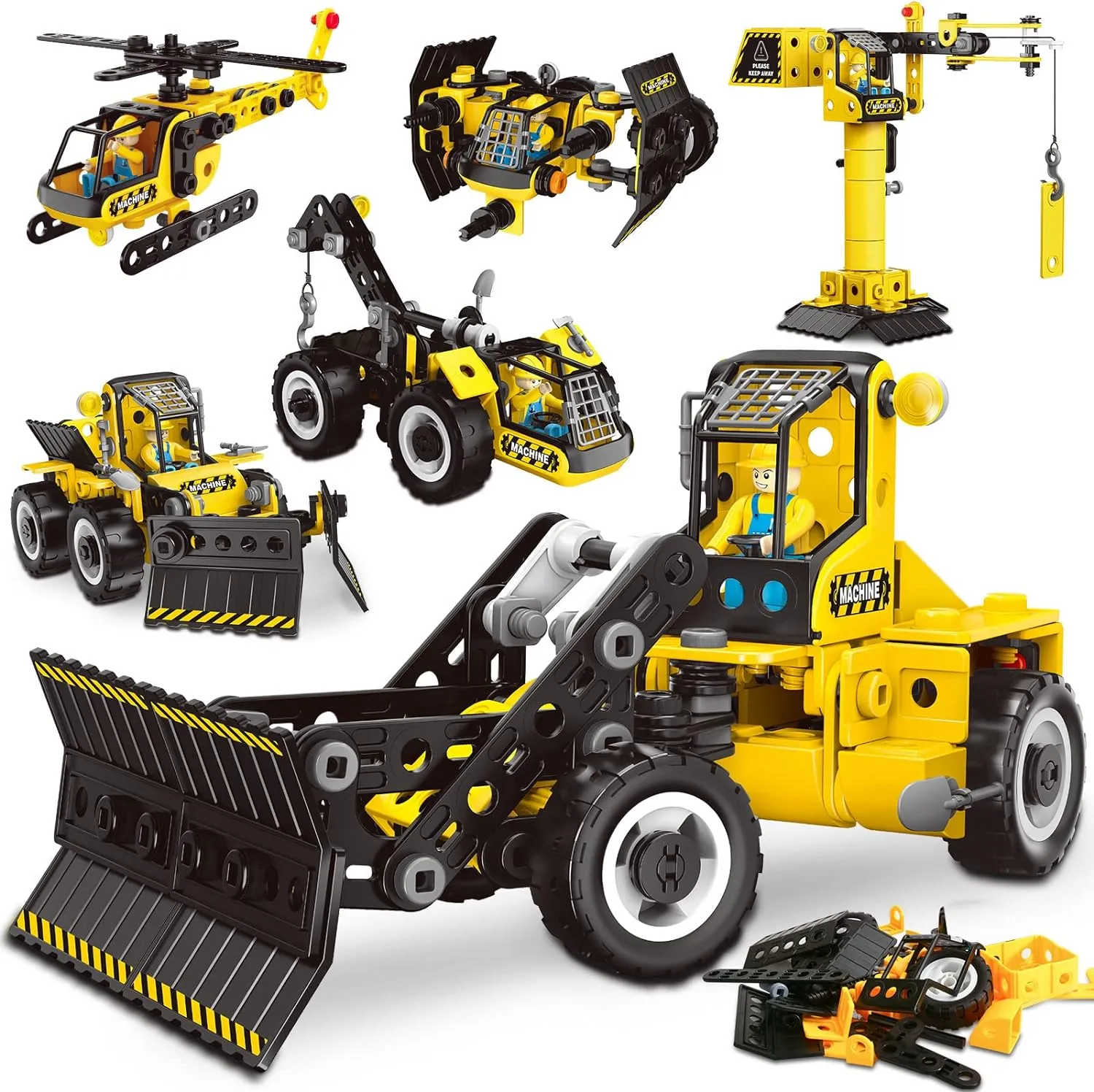 HOMETTER Building Toys, for Age 5 6 7 8  Year Old Boys Gift, 6 in 1 Engineering Toys, STEM Learning Toys Educational Building Set