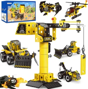 HOMETTER Building Toys, for Age 5 6 7 8  Year Old Boys Gift, 6 in 1 Engineering Toys, STEM Learning Toys Educational Building Set