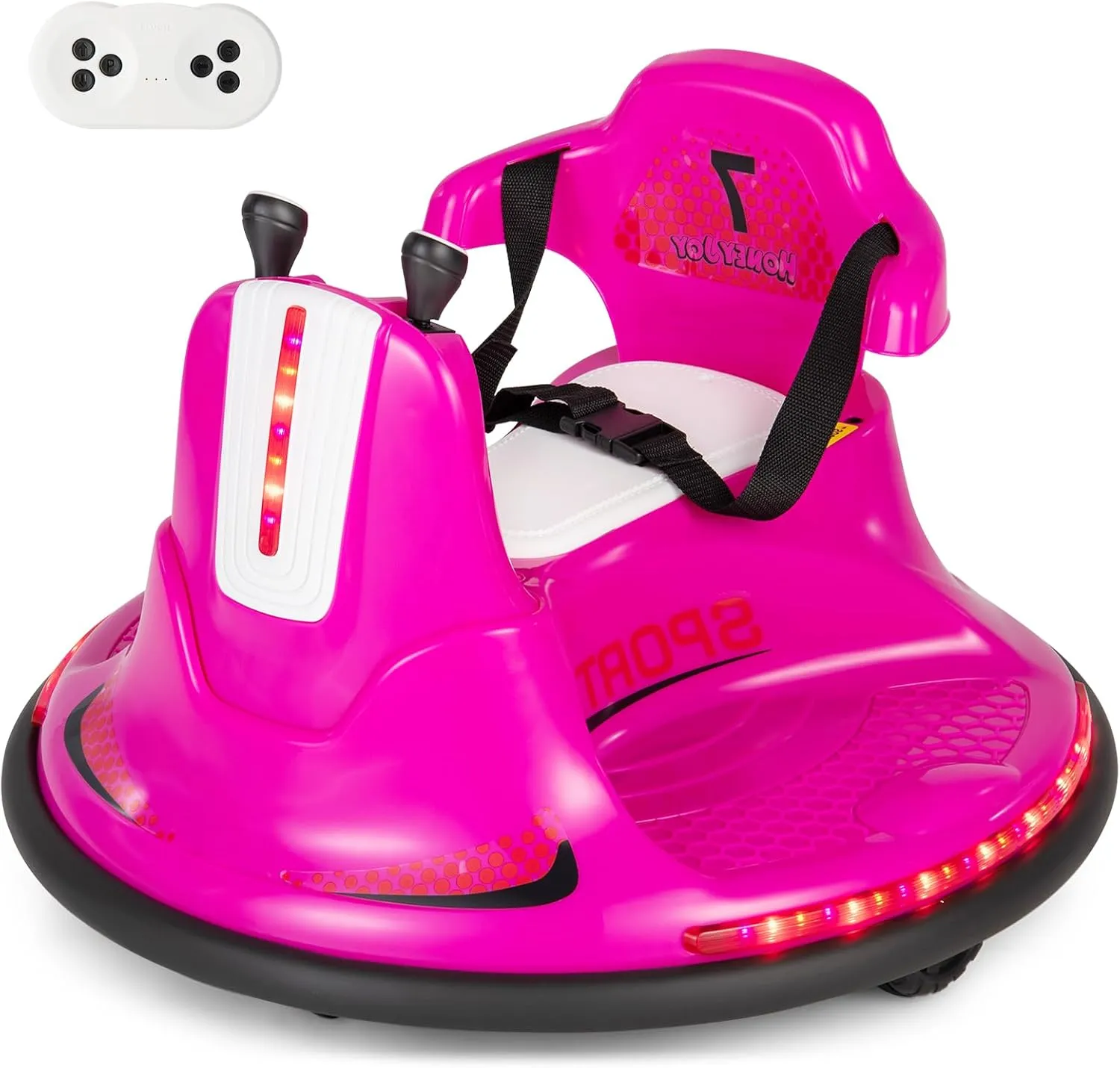 HONEY JOY 12V Bumper Car for Toddlers 1-3, Baby Ride on Bumper Car w/Dual Joysticks, Flashing LED Light & 360 Degree Spin, Electric Vehicle for Kids, Ride on Car w/Remote Control, Gift for Boys Girls