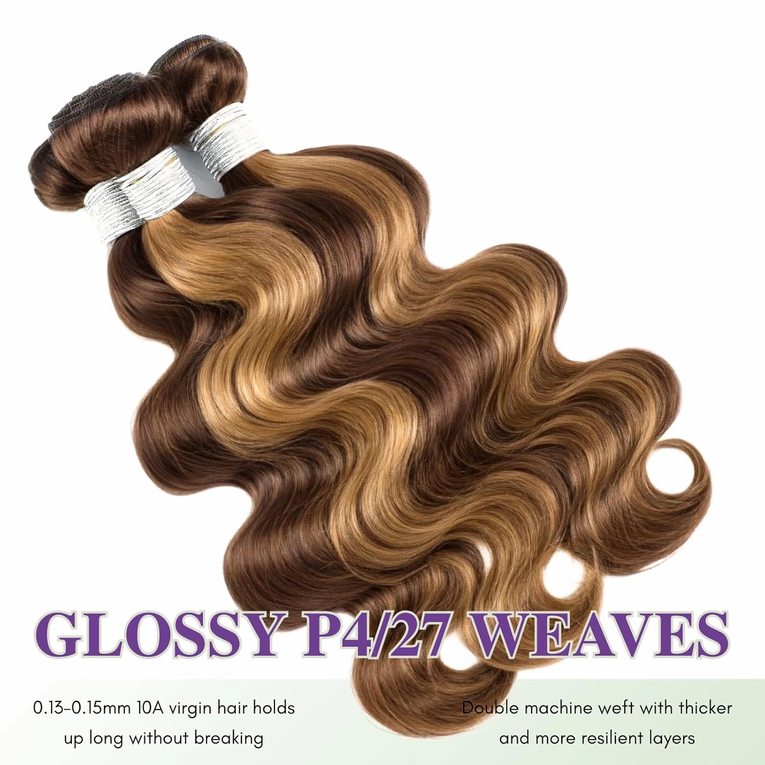 Honey Blonde Highlighted Body Wave 3 Bundles with Closure Human Hair 22 24 26 20, 12A Ombre Brown Bundles with 4x4 HD Transparent Lace Closure Pre Plucked P4/27 Balayage Colored Hair Extensions