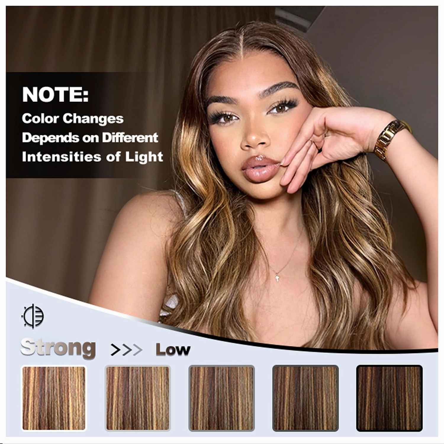 Honey Blonde Highlighted Body Wave 3 Bundles with Closure Human Hair 22 24 26 20, 12A Ombre Brown Bundles with 4x4 HD Transparent Lace Closure Pre Plucked P4/27 Balayage Colored Hair Extensions