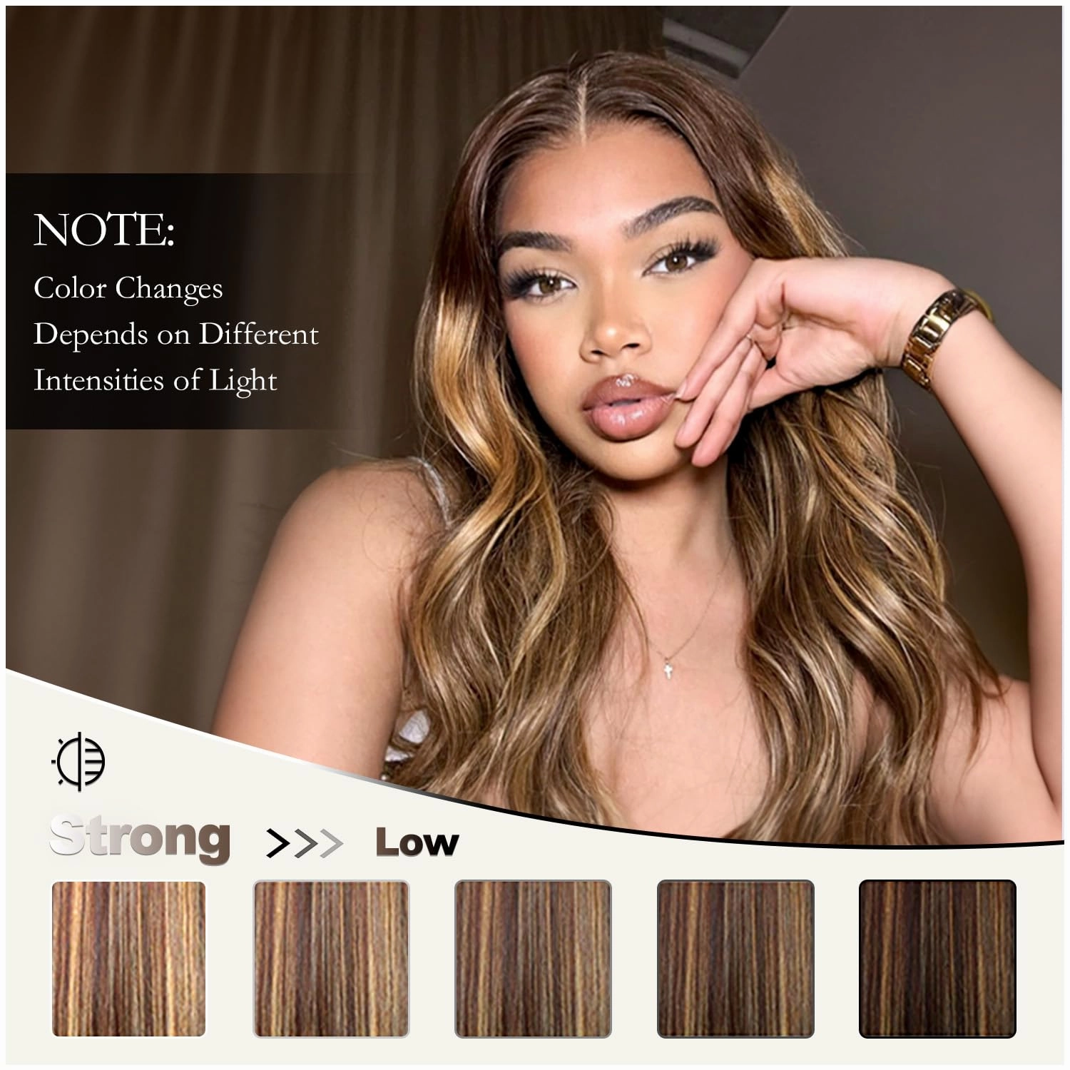 Honey Blonde Highlighted Body Wave 3 Bundles with Closure Human Hair 22 24 26 20, 12A Ombre Brown Bundles with 4x4 HD Transparent Lace Closure Pre Plucked P4/27 Balayage Colored Hair Extensions