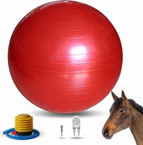Horse Play Balls 30 Inch Mega Equine Ball for Play Training Horse Soccer Ball Anti-Burst Herding Ball for Horse Goat Donkey Red