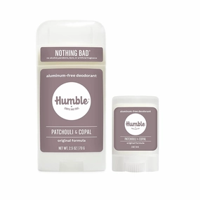 HUMBLE BRANDS Original Formula Aluminum-free Deodorant. Long Lasting Odor Control with Baking Soda and Essential Oils, Full and Travel Size, Patchouli and Copal