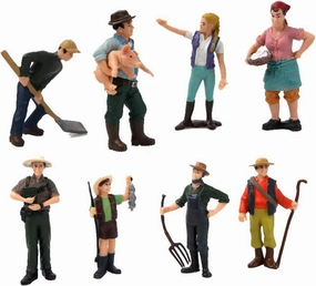 Hvogvok Farmer Models: Realistic Male & Female Farmer Dolls (8 Pieces) - Large-Scale Farm World Toys