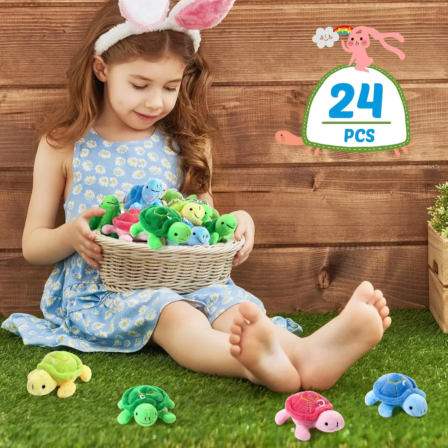 HyDren 24 Pcs Small Turtle Stuffed Toy Soft Sea Turtle Animal Plush Toys Adorable Stuffed Animal Plush Party Decoration for Birthday Beach Ocean Party(Simple Style)