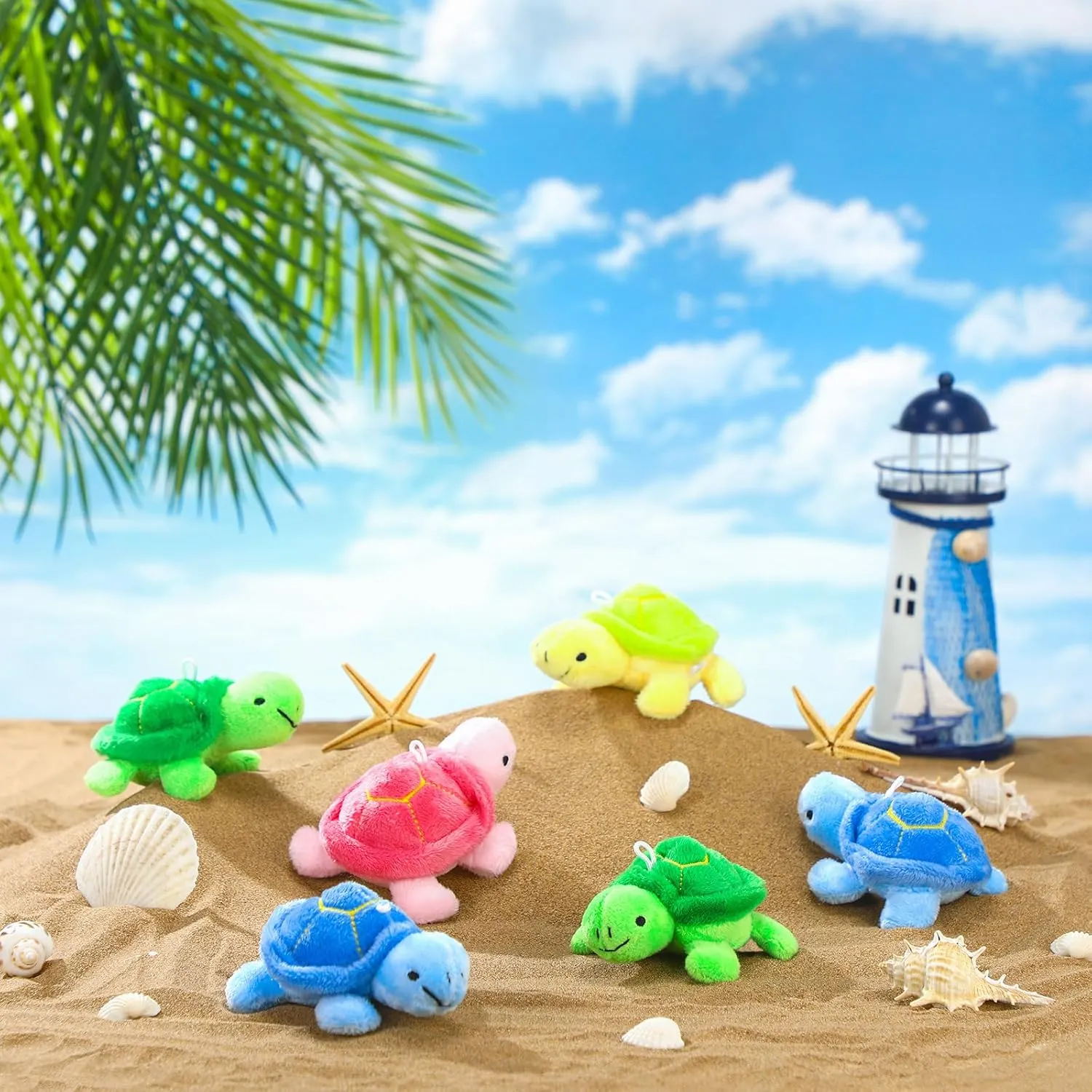 HyDren 24 Pcs Small Turtle Stuffed Toy Soft Sea Turtle Animal Plush Toys Adorable Stuffed Animal Plush Party Decoration for Birthday Beach Ocean Party(Simple Style)