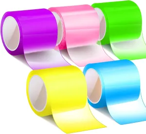 HyDren 5 Pcs Nano Tape Multicolor Nano Bubble Kit No Heating Required 49.2ftx1.97in Elastic for Beginners and Boys Girls Adult Craft DIY Colorful Double Sided Tape for Making Bubbles (Bright Color)