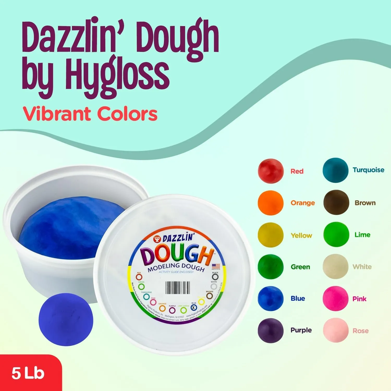 Hygloss Play Modeling Dough - White Dough Unscented - Safe & Non-Toxic for Kids Arts & Crafts - Party Favors - Classroom Supplies - 5lb