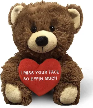 I Miss Your Face So Effin Much - 10" Teddy Bear & Gift Bag - Funny Stuffed Animal Plush Gift for Girlfriend, Boyfriend, Best Friend - Birthday, Anniversary, Valentines, or Long Distance - Witty Bears