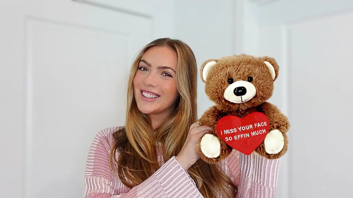 I Miss Your Face So Effin Much - 10" Teddy Bear & Gift Bag - Funny Stuffed Animal Plush Gift for Girlfriend, Boyfriend, Best Friend - Birthday, Anniversary, Valentines, or Long Distance - Witty Bears