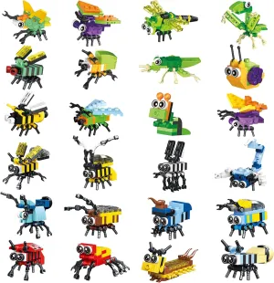 IAMGlobal 24 Mini Animal Building Blocks Toy Set, Animals Figures Stem Toys, Party Favor, Goodie Bags, Birthday, Carnival Prizes for Kids