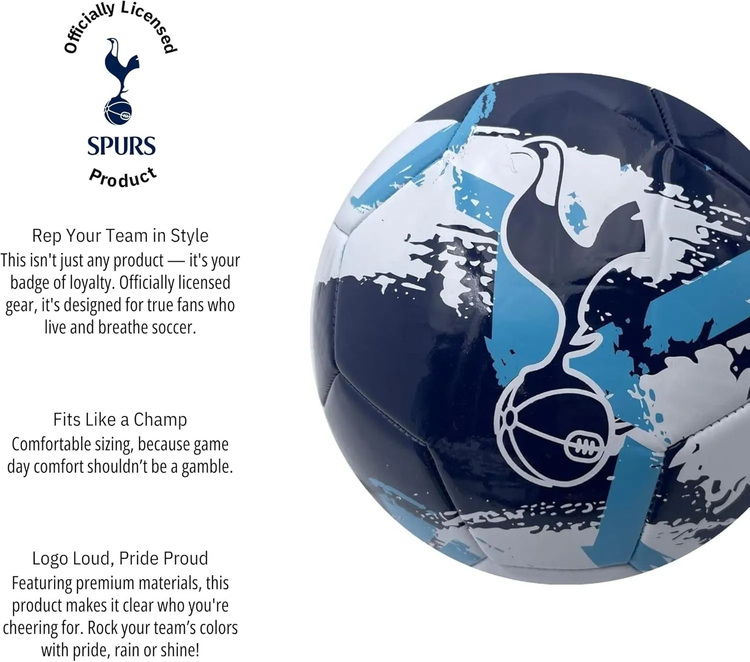 Icon Sports Officially Licensed Tottenham Hotspur Regulation Size 5 Soccer Ball